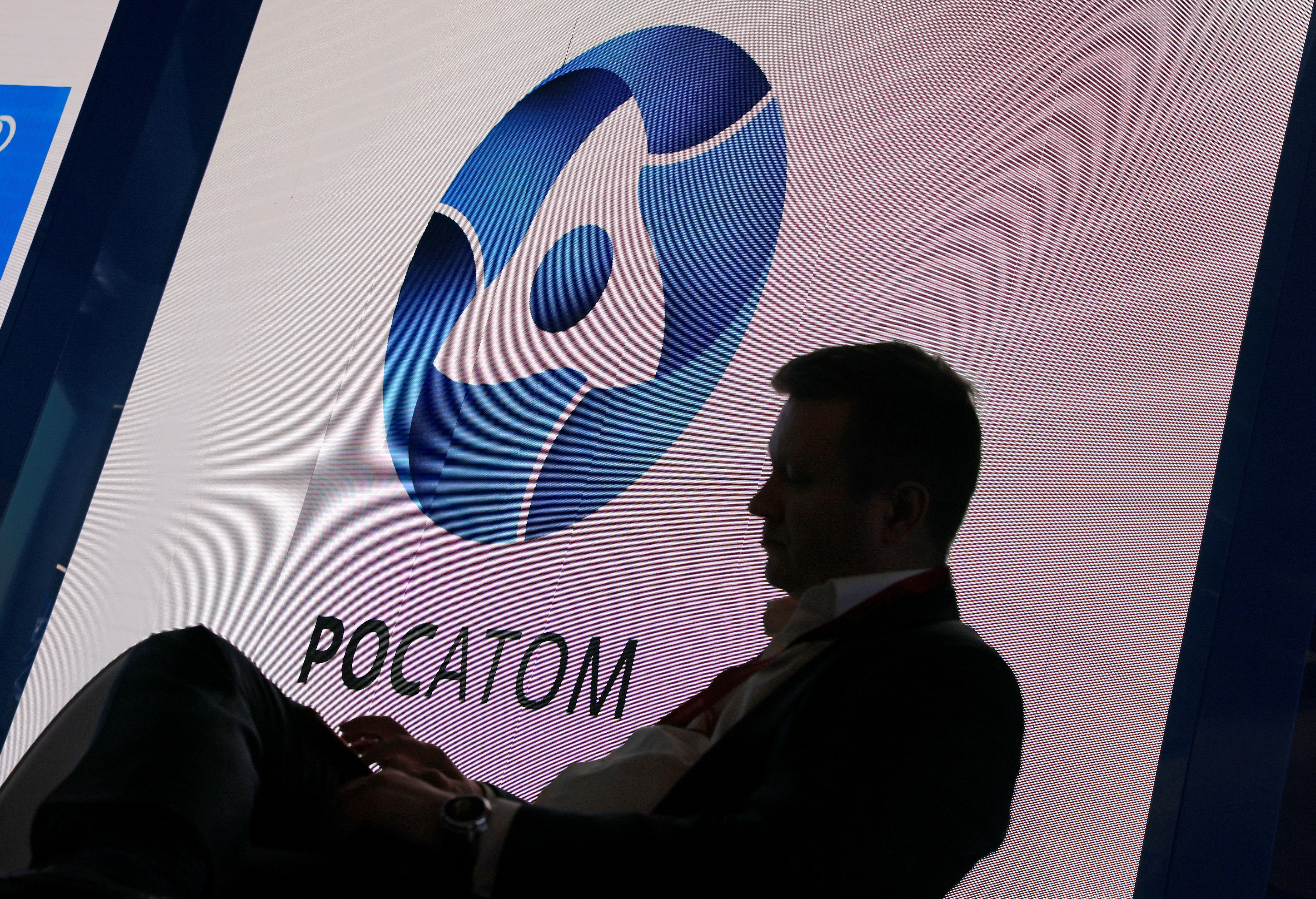A participant is seen at the stand of Russian state nuclear agency Rosatom during the Russian Energy Week International Forum in Moscow, Russia October 13, 2021.