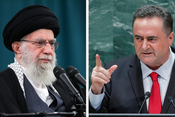 Combo photo of Supreme Leader Ali Khamenei and Israeli Foreign Minister Israel Katz