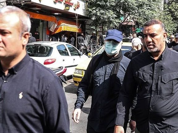 محمدباقر قالیباف، رئیس مجلس شورای اسلامی، در مراسم تشییع جنازه فرماندهان سپاه پاسداران/ تهران، پایتخت کشور، ۷ تیر ۱۴۰۴