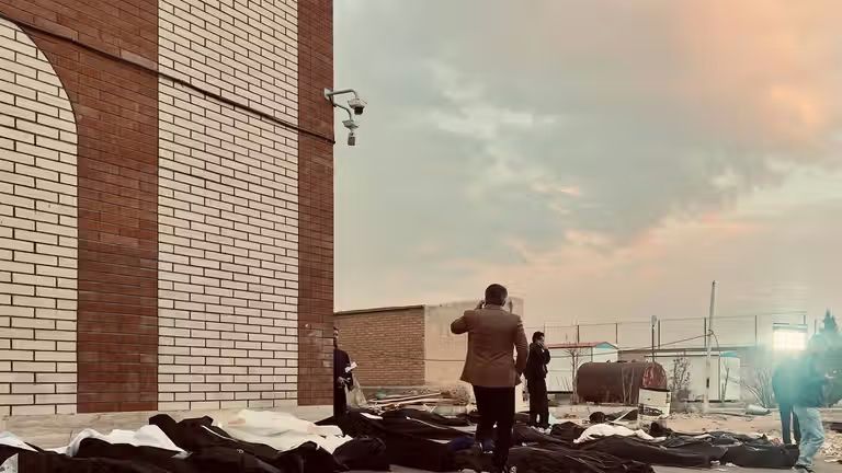 The bodies of slain protesters at an unnamed morgue in Iran (January 2026)
