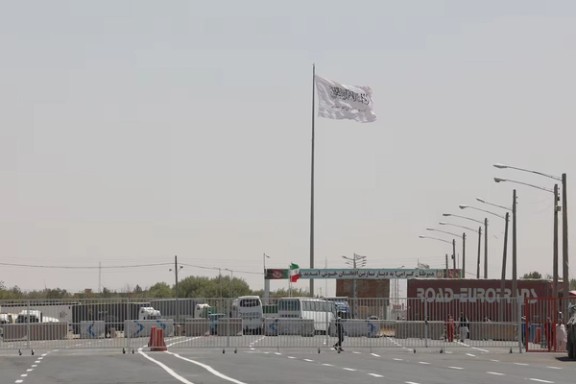 Iran's flag is pictured at the Milak border crossing between Iran and Afghanistan, Sistan and Baluchestan Province, Iran, File Photo.