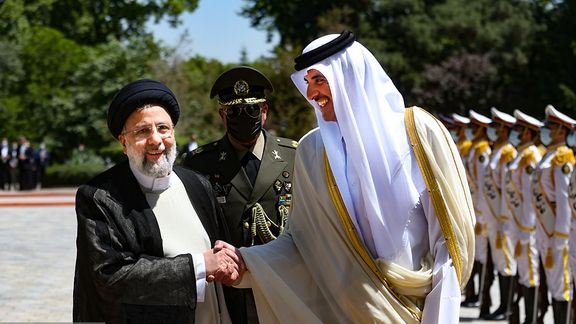 Iran's President welcoming Qatar's foreign minister in Tehran in May 2022