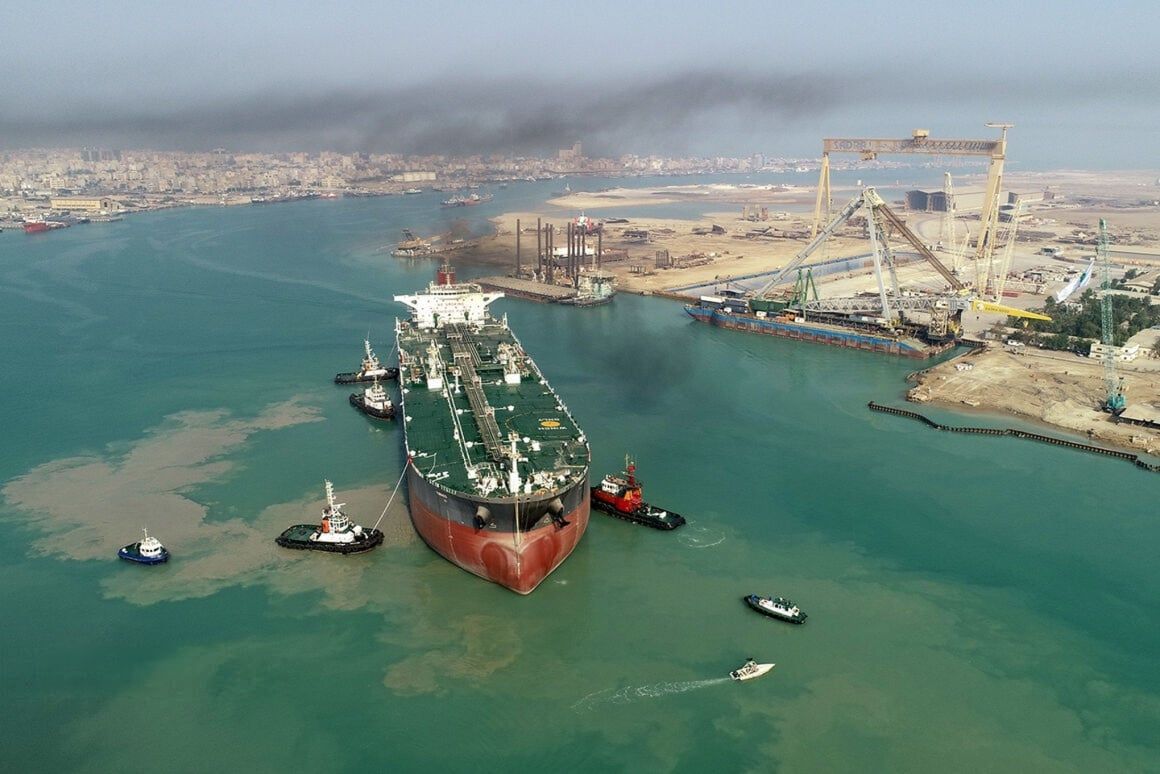 Iran-made oil tanker Aframax at a port in the Persian Gulf, March 20222