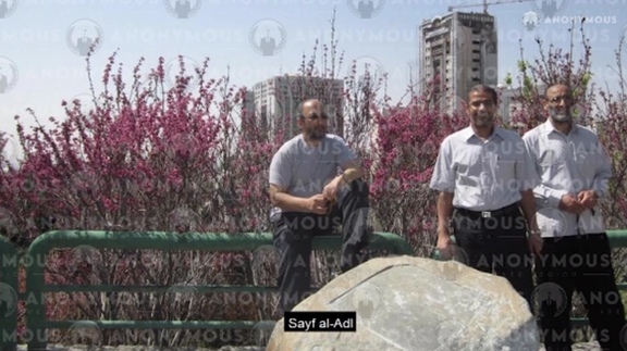 (From left to right) Al-Qaeda leaders Saif al-Adel, Abu Muhammad al-Masri, and Abu Abu al-Khayr al- Masri in Tehran, Iran, circa 2015. (Photograph from Anonymous hacking group)