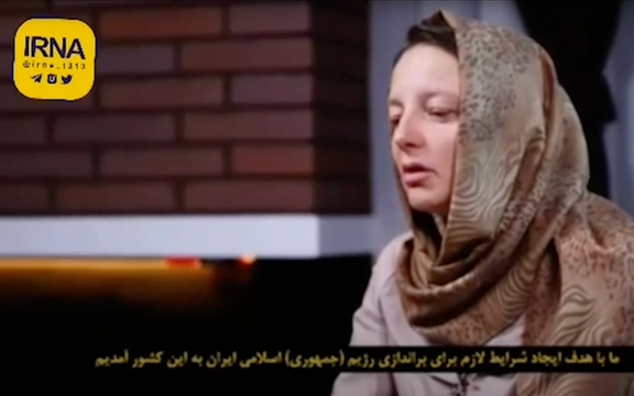 Cecile Kohler and Jacques Paris during a video of forced confessions on state TV