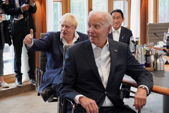 Britain's Prime Minister Boris Johnson, Japan's Prime Minister Fumio Kishida, US President Joe Biden at G7 meeting. June 28, 2022