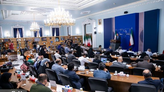 Foreign Ministry spokesman Nasser Kanaani during a press briefing in Tehran
