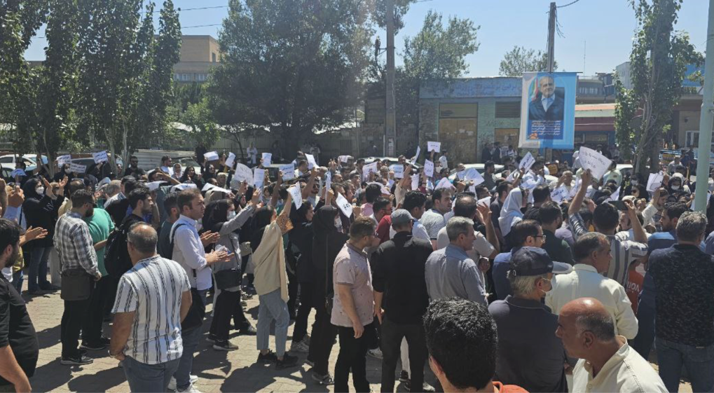 Nurses protest in Tabriz, northwestern Iran for unpaid wages, as part of a month-long strike in many cities in August.