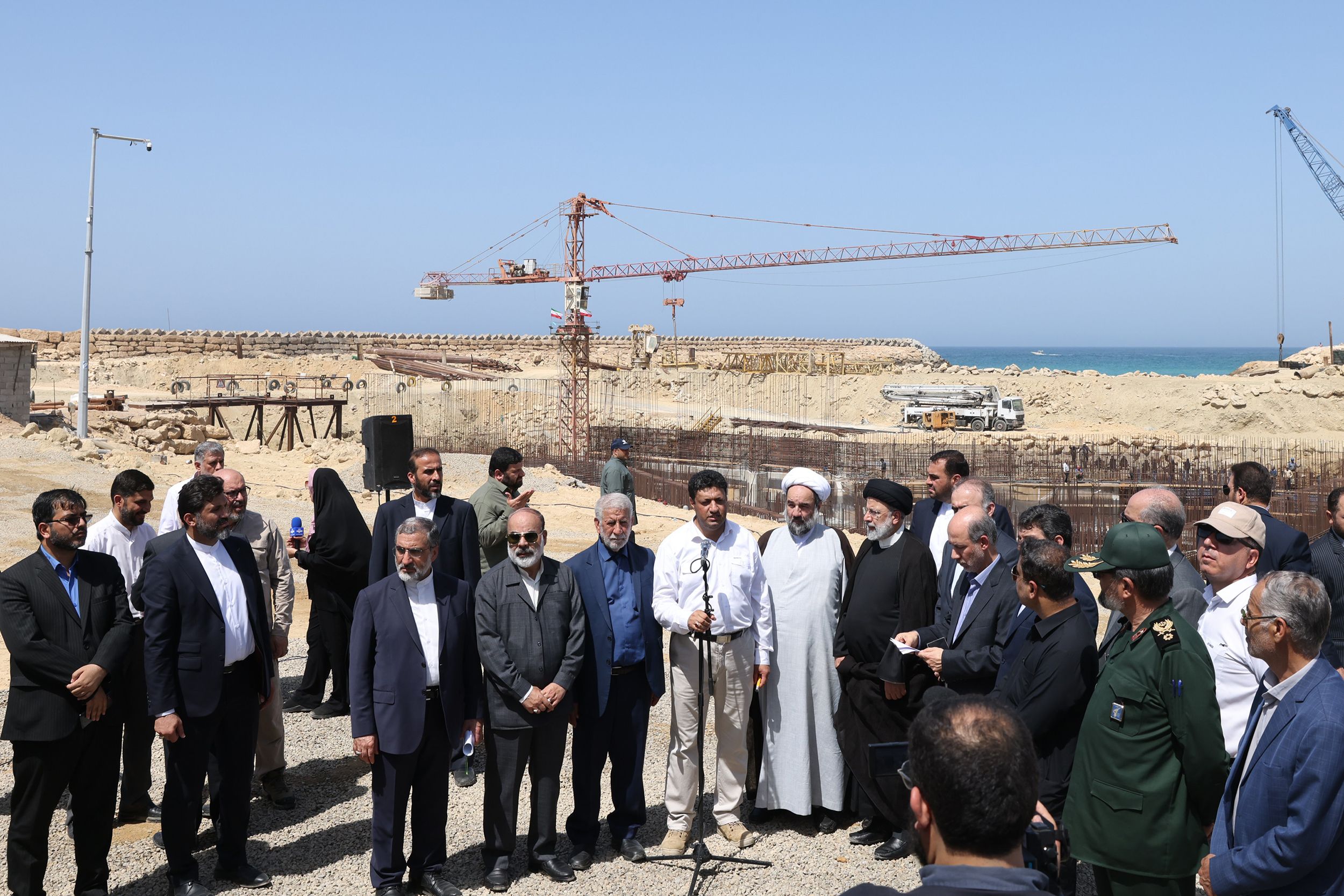 President Ebrahim Raisi during the inauguration ceremony of a project to supply water from the Gulf of Oman Iran’s eastern cities on May 18, 2023 