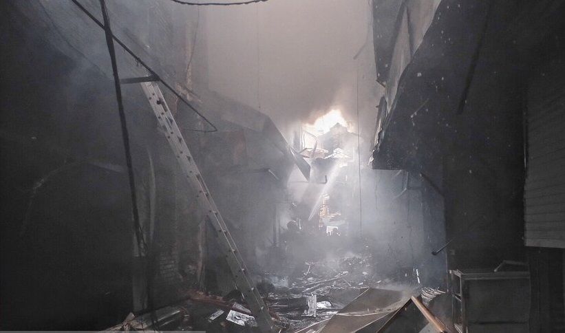 آتش‌سوزی گسترده در بازار تهران