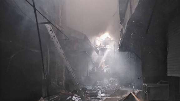 Part of the Tehran Bazaar destroyed in a large blaze on Saturday.