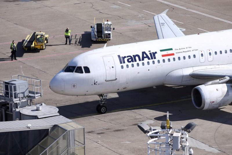 An IranAir Airbus A320 aircraft parks after landing at Belgrade's Nikola Tesla Airport, Serbia, March 13, 2018. 