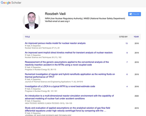 A screengrab from Rouzbeh (Roozbeh) Vadi's profile page at Google Scholar
