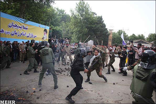 A drill for crackdown on street protests by members of IRGC’s Basij paramilitary force   (file photo)