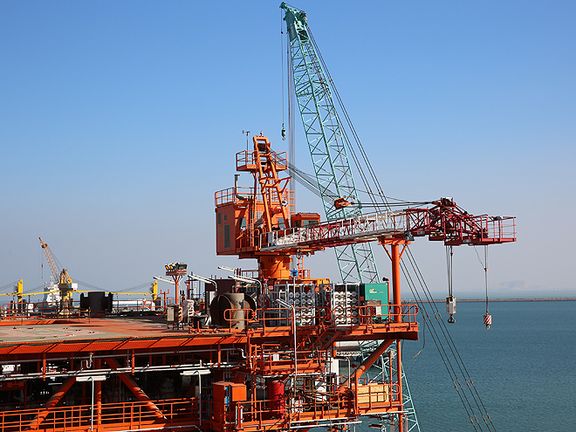 A natural gas production platform in the South Pars field in the Persian Gulf