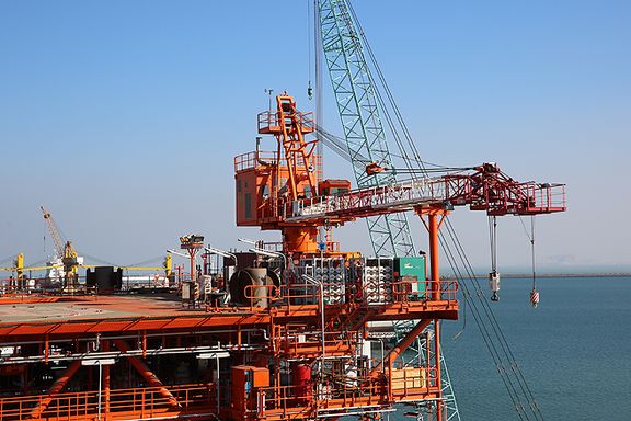 A gas production platform in South Pars field in the Persian Gulf in 2018