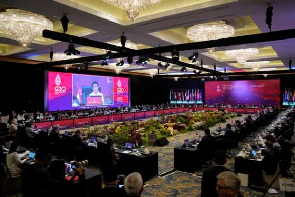 A session of the Group of 20 ministerial meeting in Bali, Indonesia, on July 8