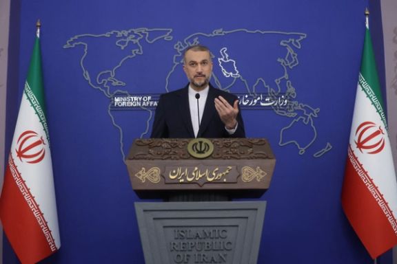 Iranian foreign minister Hossein Amir-Abdollahian during a press conference on October 23, 2023