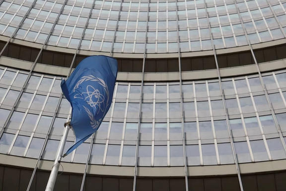 he flag of the International Atomic Energy Agency (IAEA) flutters in front of the agency's headquarters on the opening day of a quarterly meeting of its 35-nation Board of Governors in Vienna, Austria, June 3, 2024.