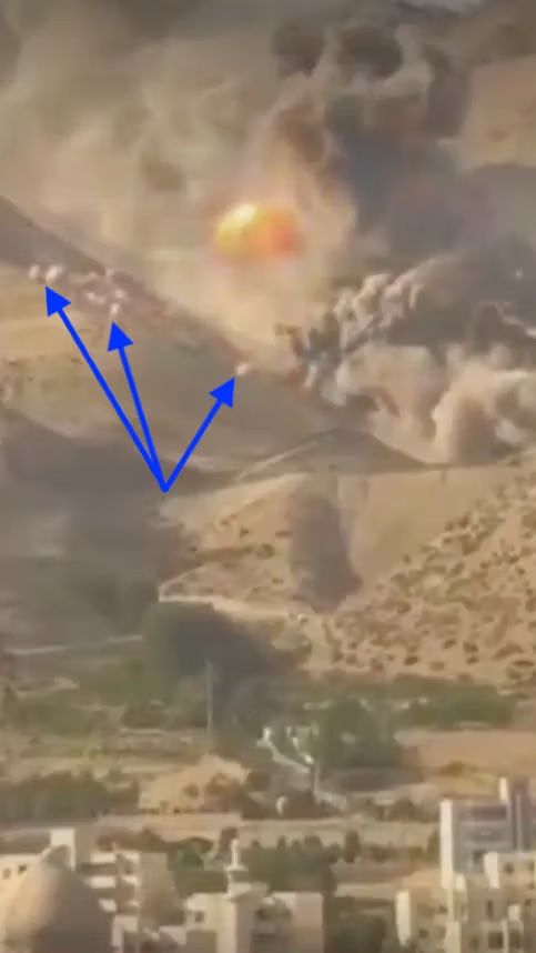 Air escaping from vents in the mountain following the blast’s shockwave - Photo by Al-Hadath