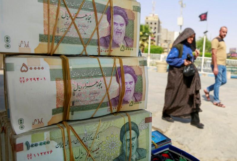 Iranian rial currency notes are seen at a market in the holy Shiite city of Najaf, Iraq, September 22, 2019.