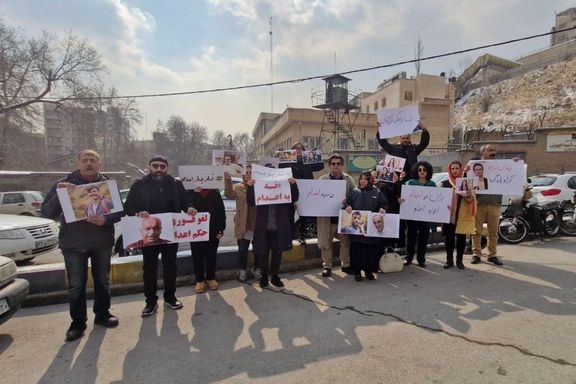 A protest outside Evin Prison in Tehran, Iran, on Tuesday, February 11, 2025.