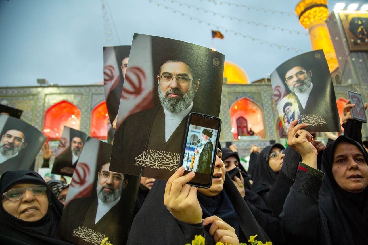 Female supporters of Iran's new Supreme Leader Mojtaba Khamenei gather in northeaster city of Mashhad, March 9, 2026