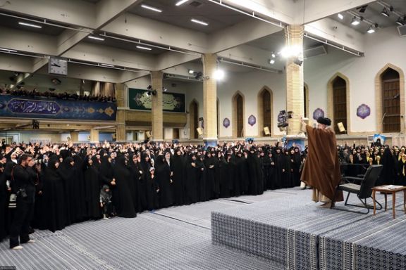 Iran's ruler Ali Khamenei during a meeting with a group of women on December 27, 2023