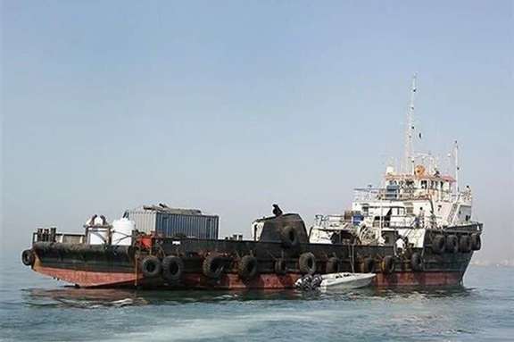 A foreign tugboat seized by Iranian authorities in the northern Persian Gulf over alleged fuel smuggling, in an image published by IRNA.