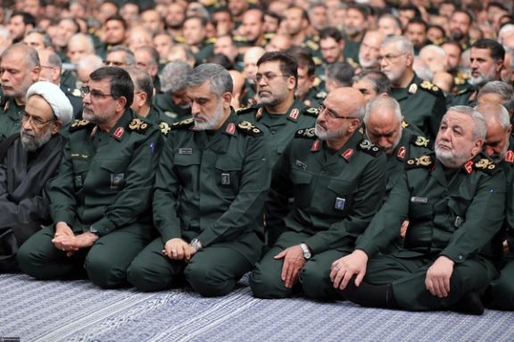 Senior members of the IRGC during a meeting with Supreme Leader Ali Khamenei in Tehran on August 17, 2023