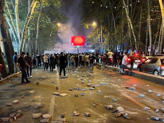 A scene from protests in Iran on September 24, 2022