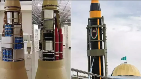 تصاویری از موشک خرمشهر که در رسانههای ایران منتشر شده بود.