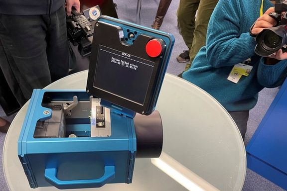 IAEA surveillance camera displayed in Vienna, Austria, on Friday, December 17.