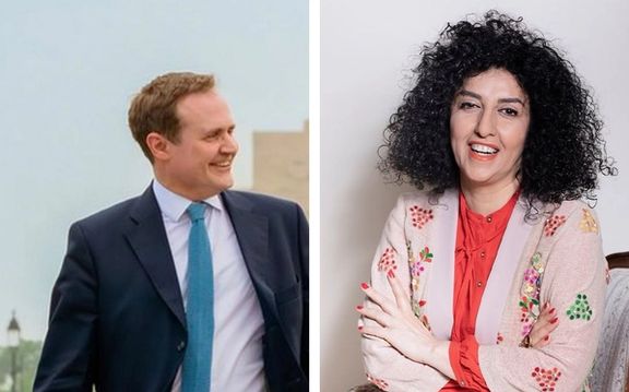 تام توگنهات، معاون امنیتی وزیر کشور بریتانیا، نرگس محمدی را «فانوس شجاعت» خواند
