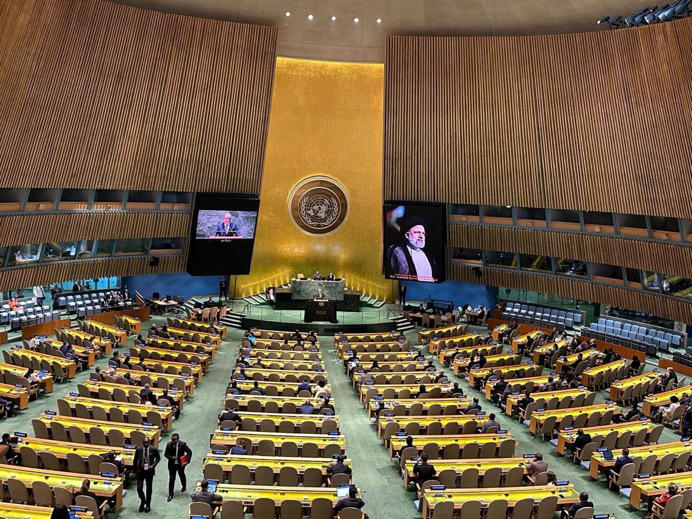 سالن خالی مجمع عمومی سازمان ملل در مراسم یادبود رئیسی
