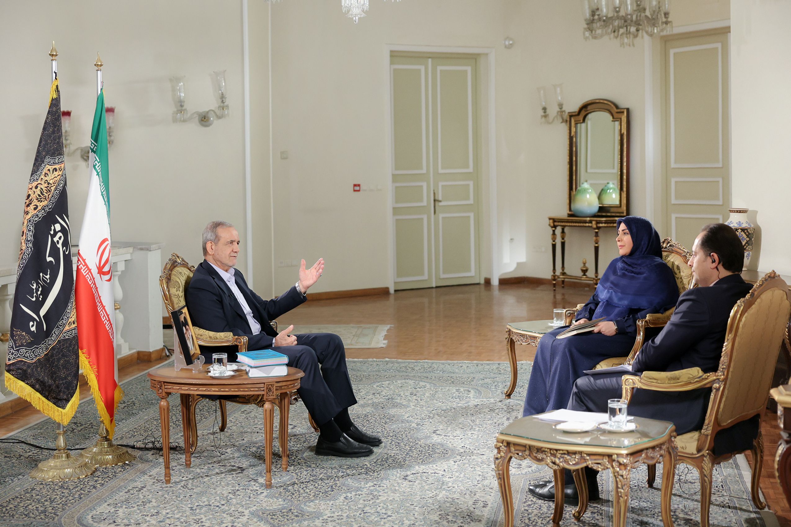 Iranian President Masoud Pezeshkian during a televised interview on December 2, 2024. 