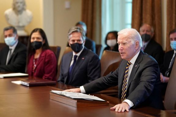 President Joe Biden and Secretary of State Antony Blinken in a cabinet meeting on November 12, 2021
