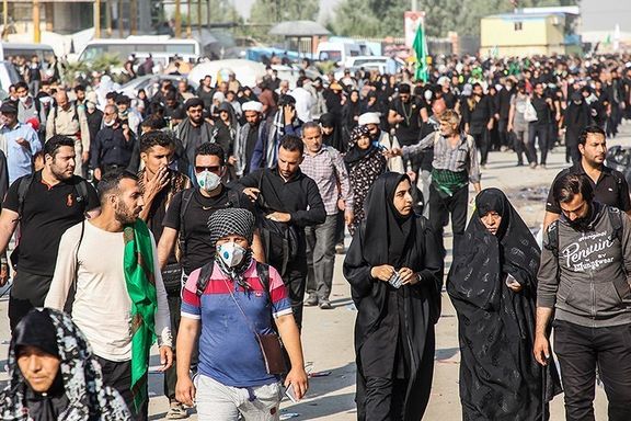 Arbaeen pilgrims walking to Karbala in Iraq