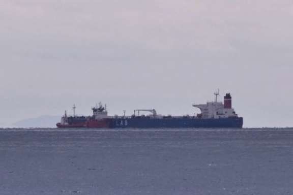 One of the two Greek tankers seen near Iran's coast