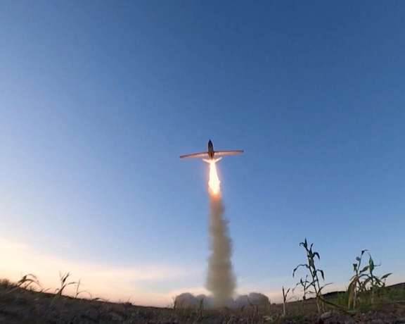 A Houthi drone taking off. Undated