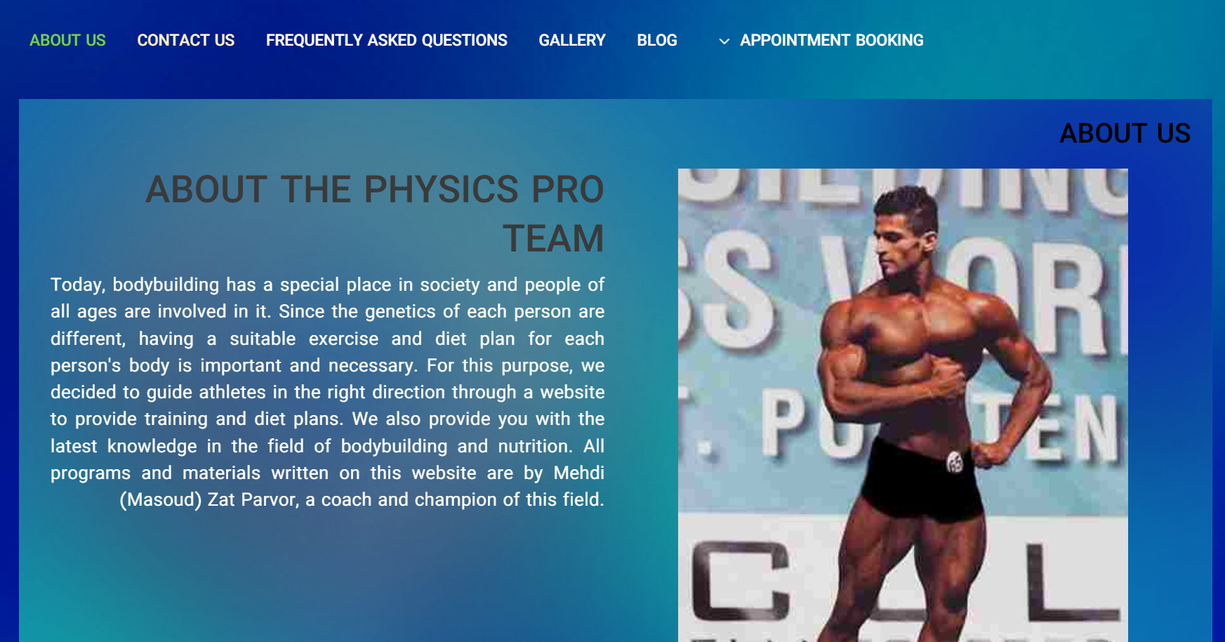 A screengrab of Masoud Zatparvar's website