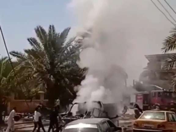A photo allegedly showing the car bombing on June 8, 2024
