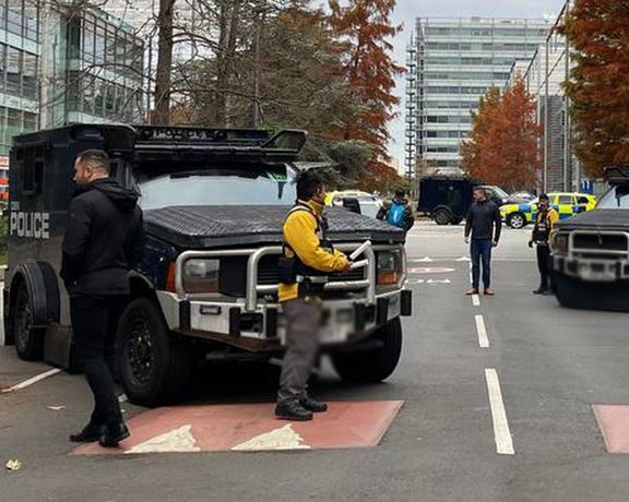 London police guarding Iran International's office in November 2022