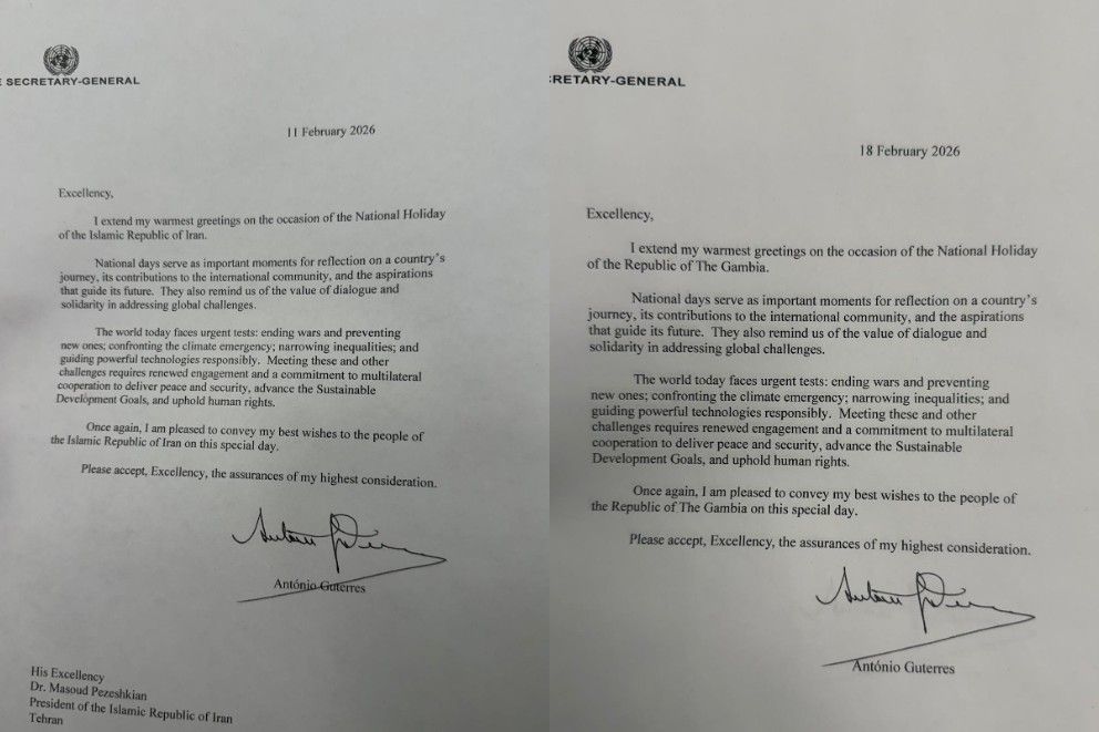 تصویری از نامه‌های ارسال شده دبیرکل به جمهوری اسلامی و جمهوری گامبیا