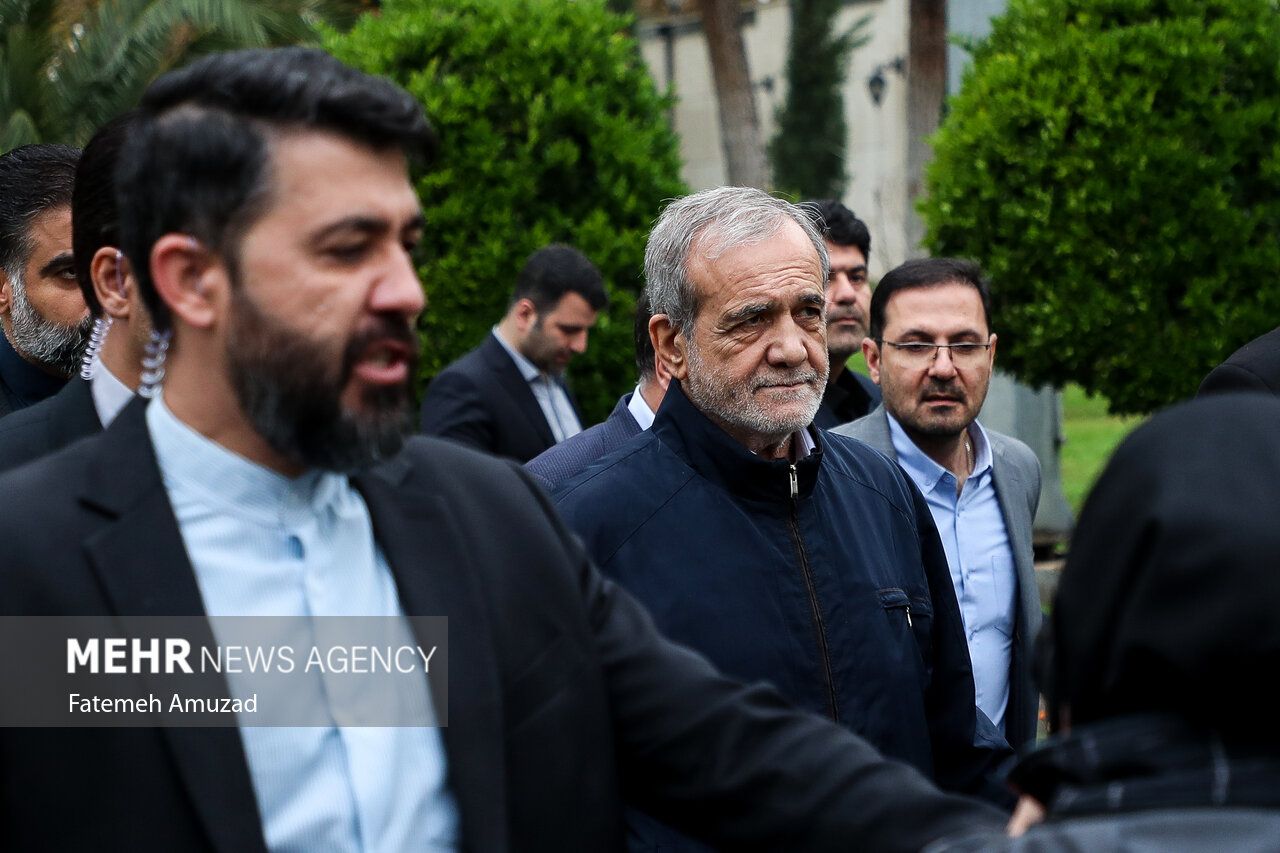 Iranian President Masoud Pezeshkian after a cabinet meeting in Tehran on November 13, 2024