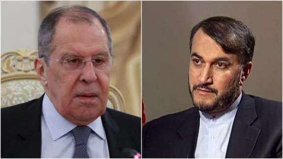 Combo photos of Russian FM Lavrov and Iranian FM Amir-Abdollahian.