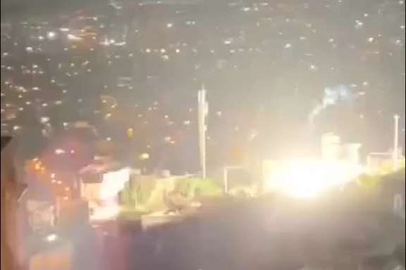 A video grab showing the city of Sanandaj, western Iran on Sunday night