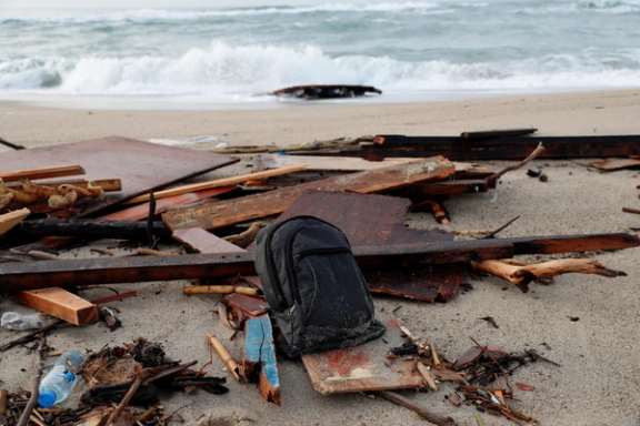 The wreckage of a shipwreck in southern Italy, 2023