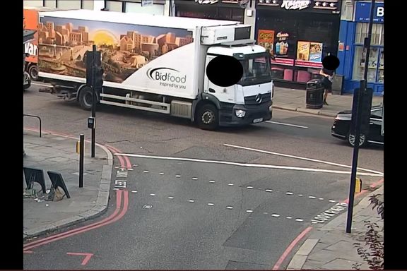 An image from the footage released by police showing the lorry used by Daniel Khalife during his prison escape.