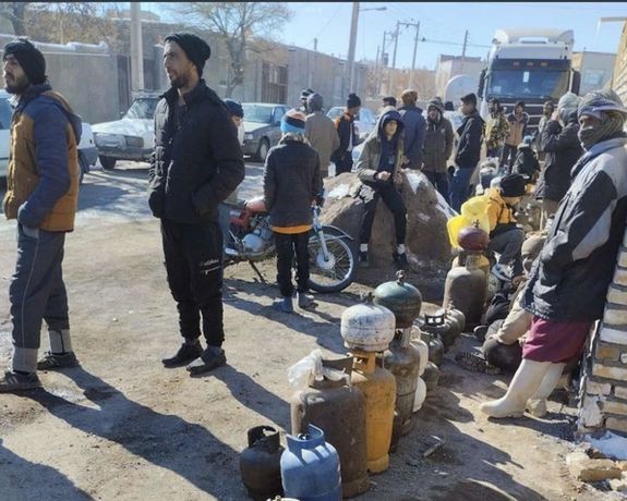 People have lined up in Torbat-e Jaam, northeast Iran to refill gas capsules. January 14, 20233